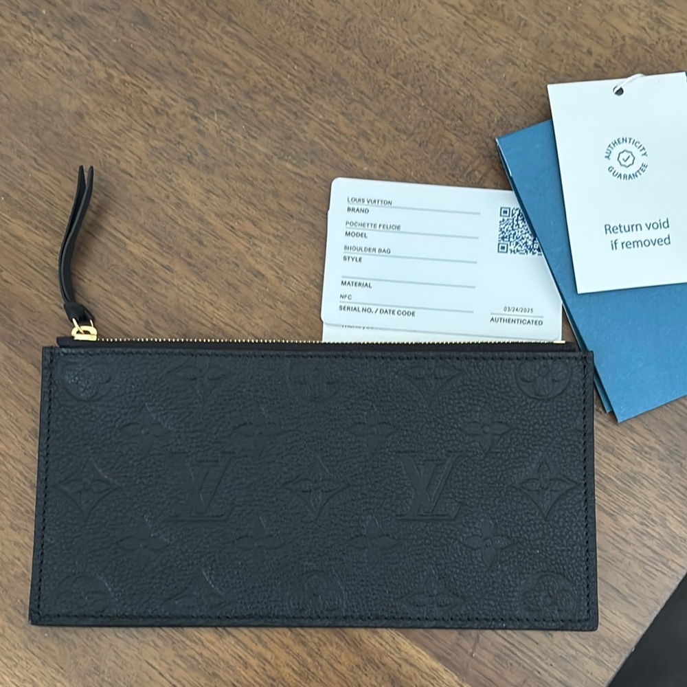 Louis Vuitton Black Monogram Felicie Empreinte zipper insert